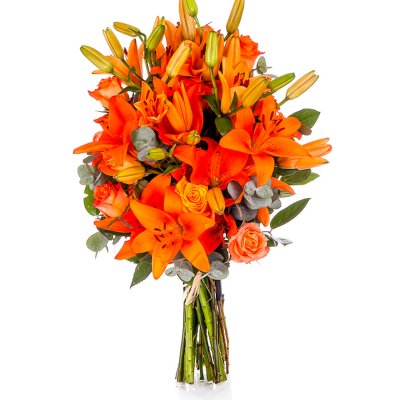 Orange Lilies and Roses