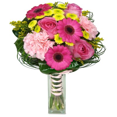 Roses, mini Gerberas and Carnations