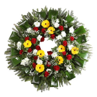 Carnations and mini Gerberas funeral wreath