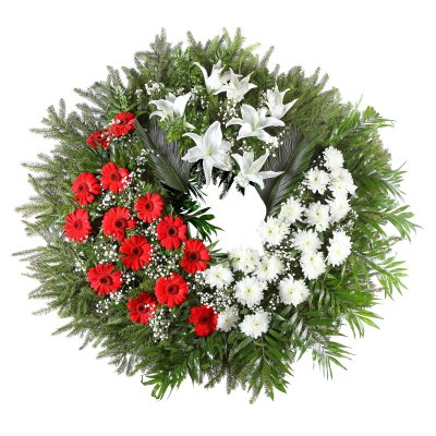 Lilies and min Gerberas funeral wreath